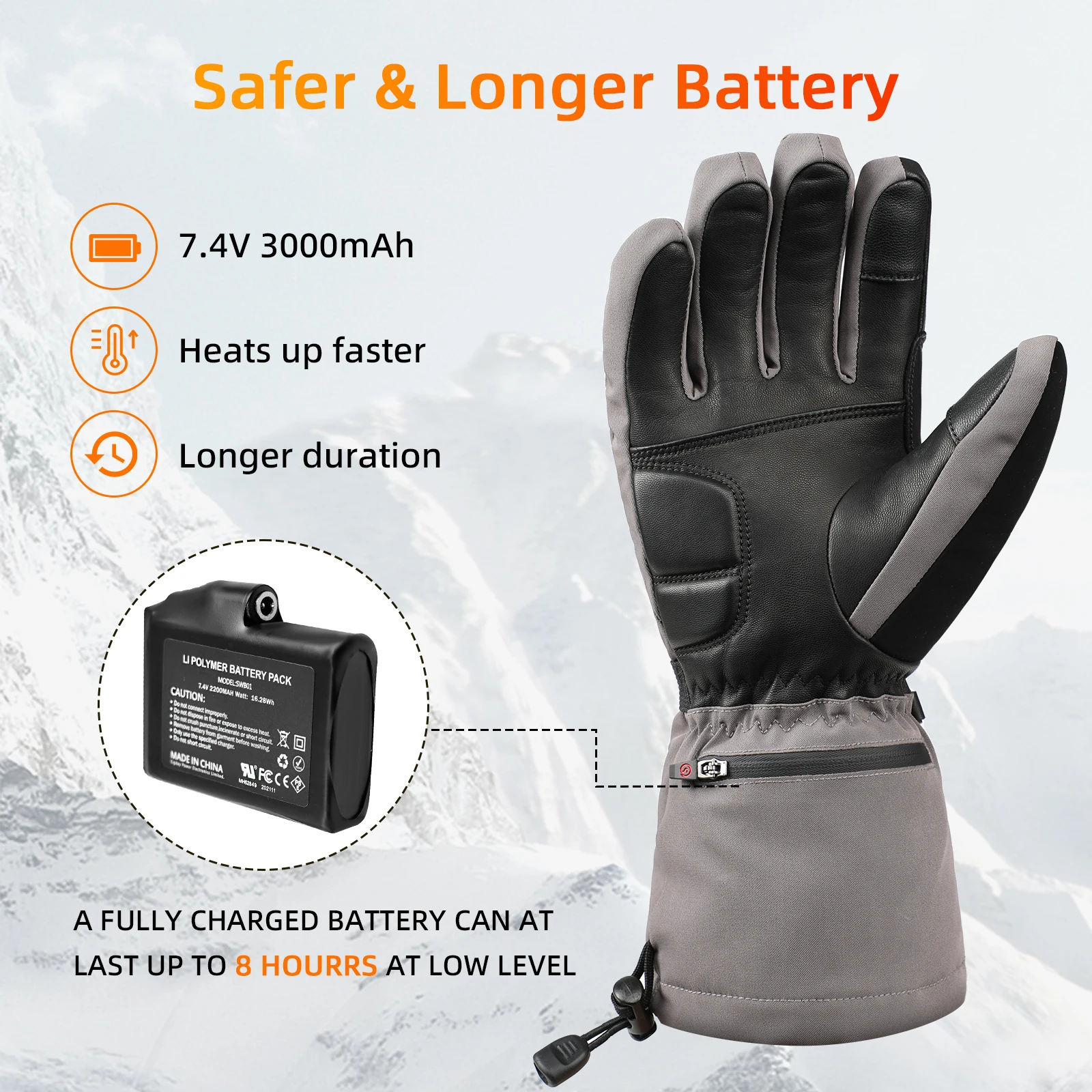 Savior Electric Heated Skiing Skating Gloves Heat Outdoor Electric Heated Gloves Keep Hands Warm With Heated Battery Thick Cloth