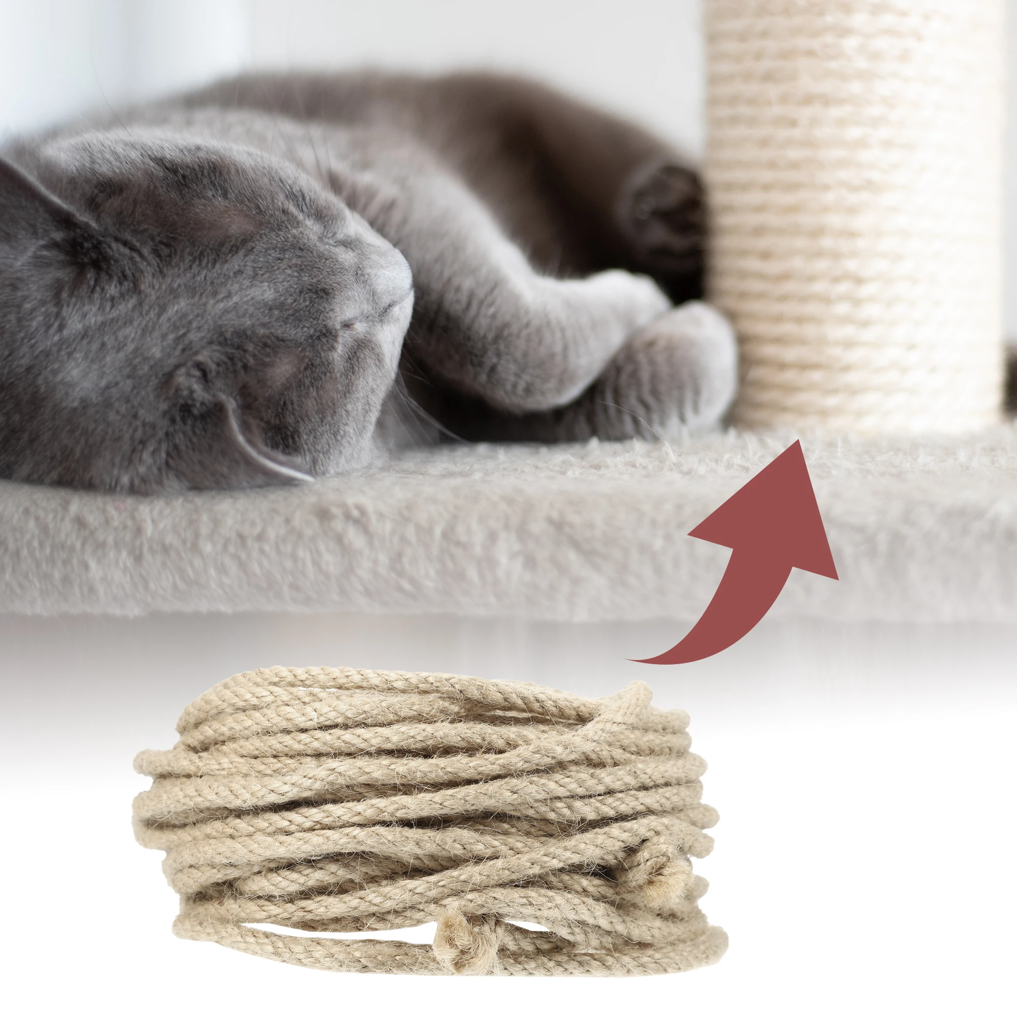 UXCELL Cat Natural Sisal Rope for Scratching Rope Post Tree Replacement Climbing Frame Binding Rope 6mm Cat Accessories