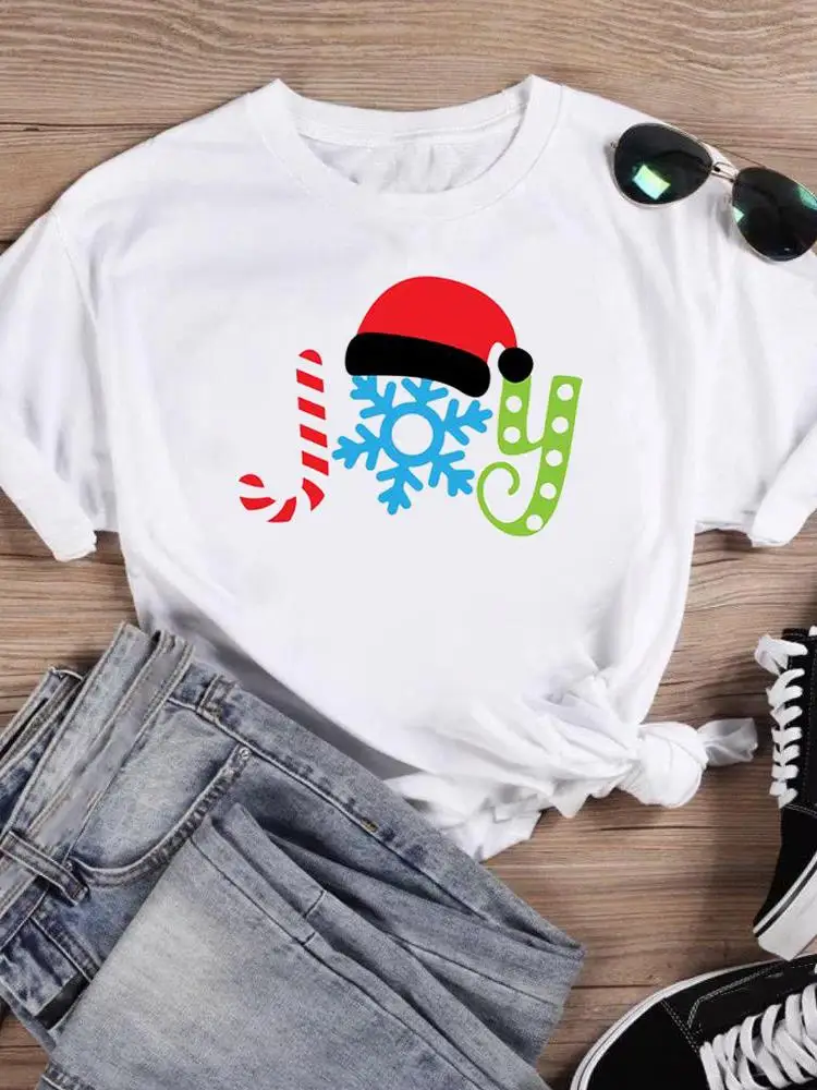 Snowflake Trend 90s Holiday Clothing New Year Merry Christmas Fashion 2025Shirt Print T Top Women T-shirts Graphic T Tee