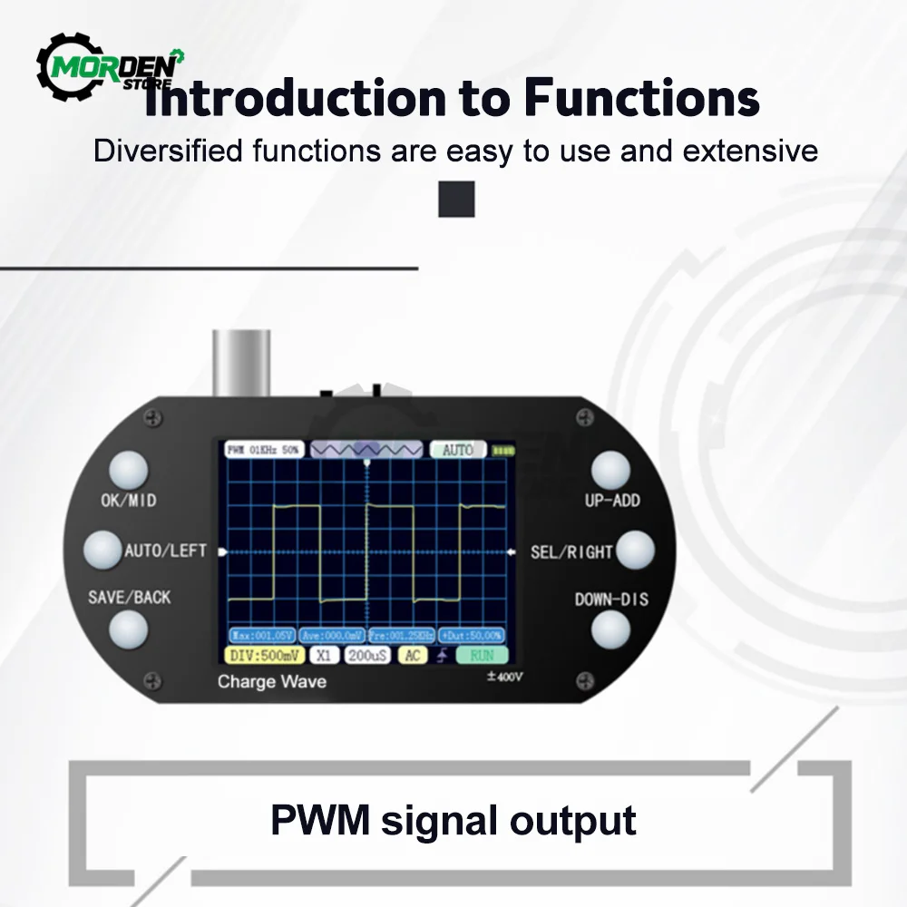 FDS138 Mini oscyloskop cyfrowy 2.5Mhz częstotliwość próbkowania 200Khz pasmo AUTO 80Khz PWM do elektronicznego narzędzia do naprawy