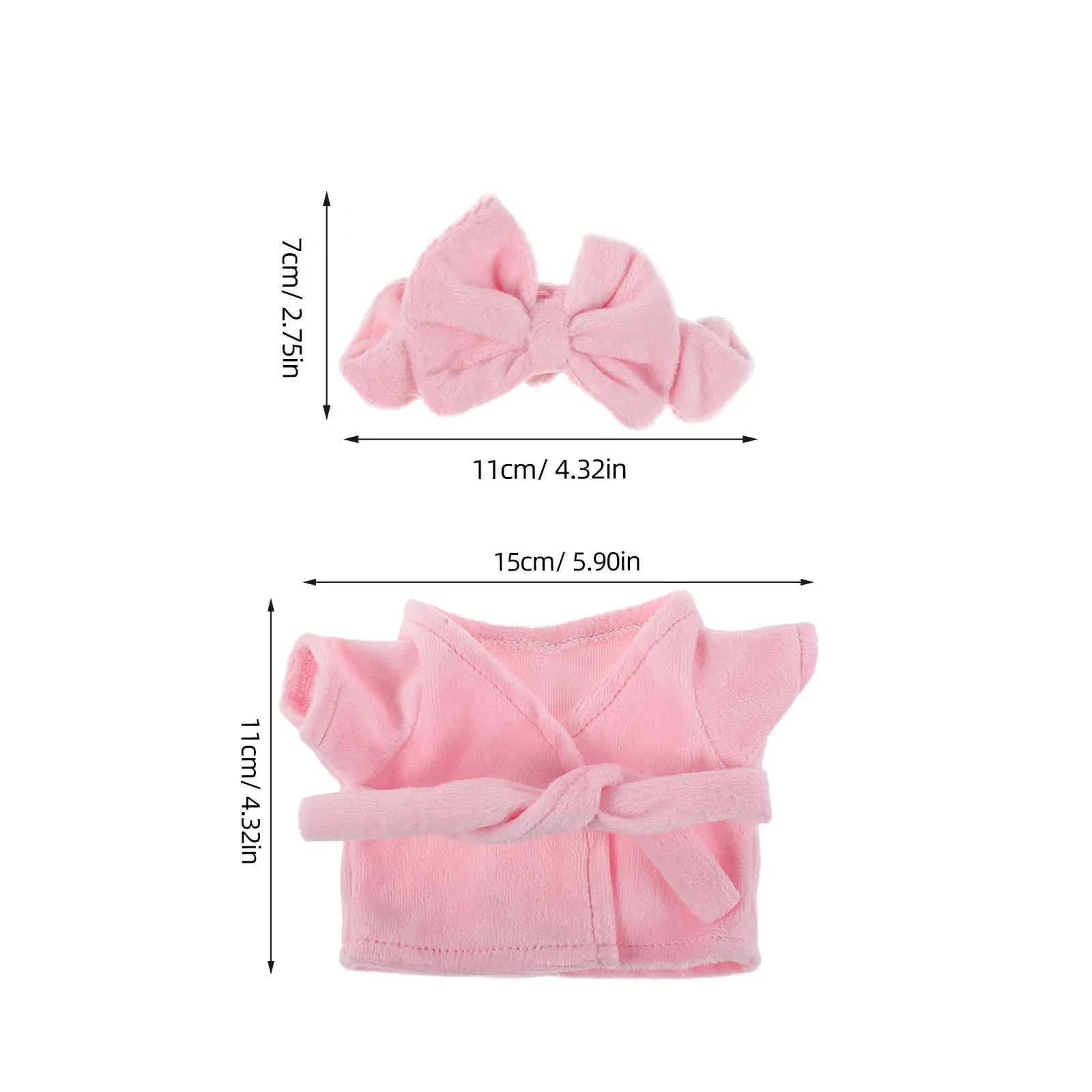 1 Set Soft Pink Bathrobe Clothes 20Cm Stuffed Animal Bear Winter Outfit Loungewear Pajamas Accessories for Girls