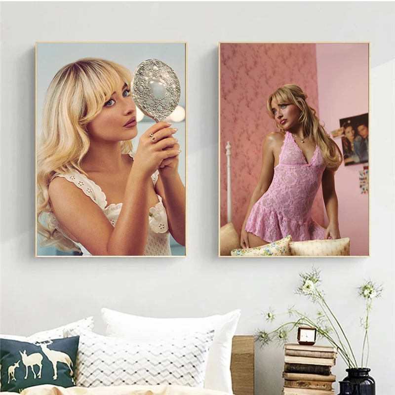 سابرينا نجار اسبريسو قصيرة N كلمات الموسيقى الحلوة مستوحاة الجمالية المشارك حائط لوح رسم صورة فنية ديكور المنزل هدية