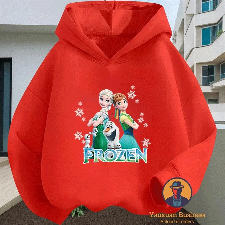 المألوف ديزني إلسا الفتيات الصغيرات الأطفال هوديي لطيف الكرتون طباعة يندبروف الدافئة الخريف الشتاء جديد #1