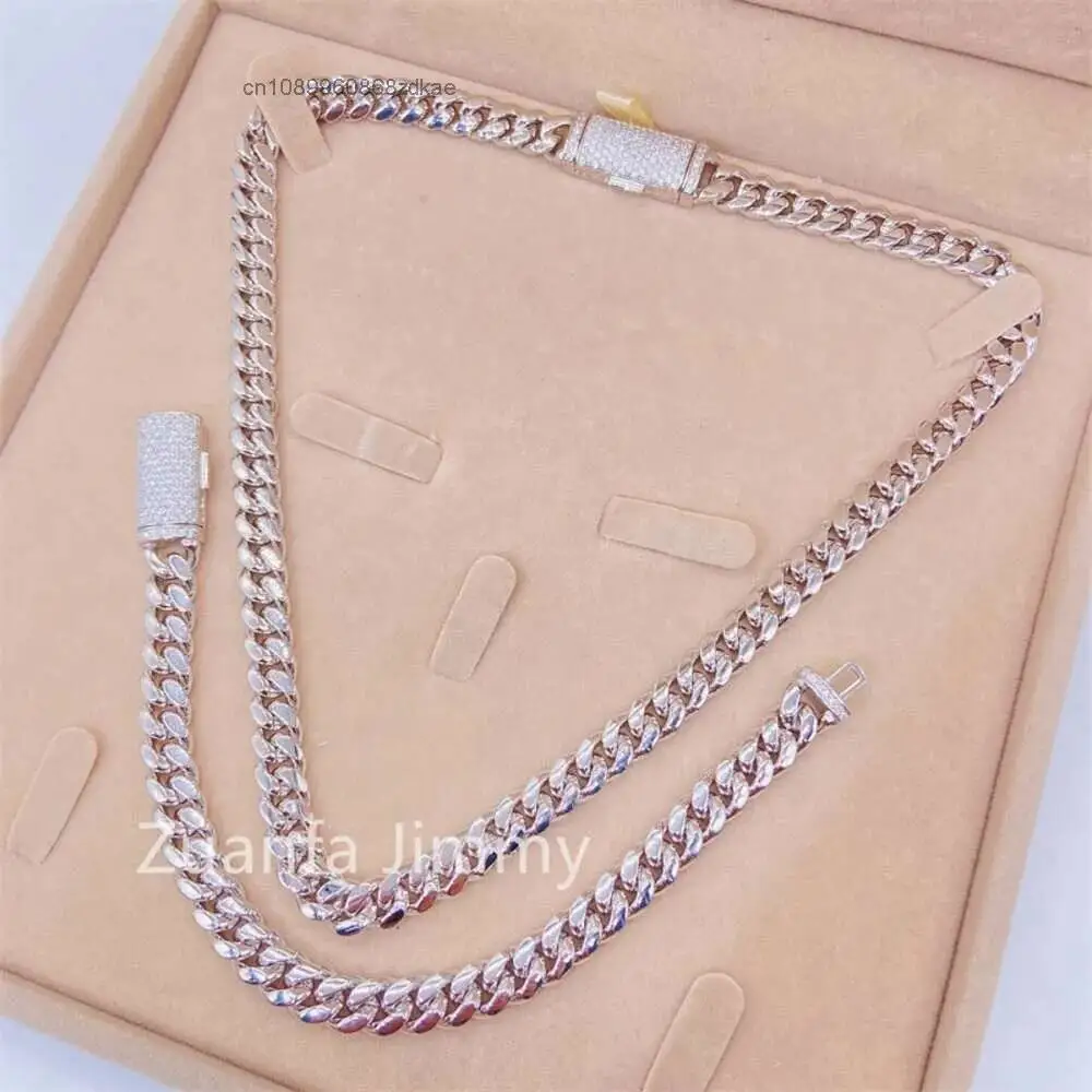 Luxury 8mm 10mm 12mm 14mm Width Stainless Steel Hip Hop Style Iced Out Jewelry Vvs Moissanite Clasp Cuban Link Chain.