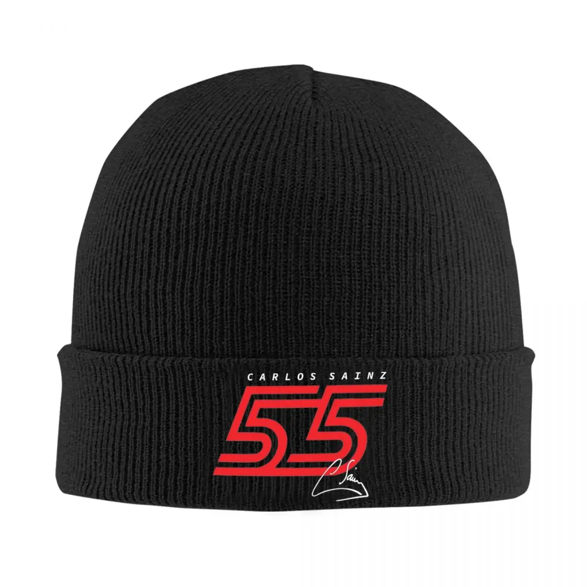 Carloes Sainzs 55 Beanie Hats, gorros geniales de jugador Popular, gorro de punto Hippie Unisex, gorro de invierno personalizado para envolver la cabeza