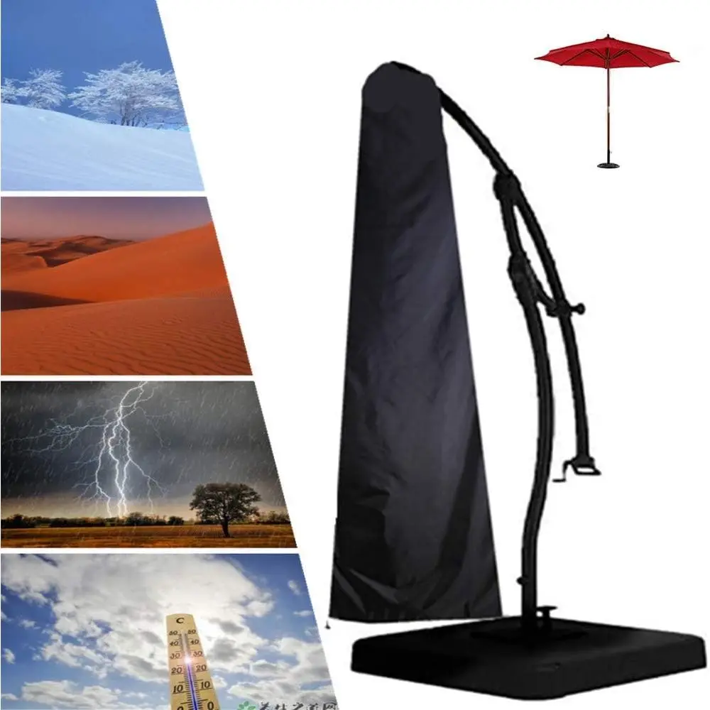 

Durable 600D Waterproof 9-13ft Cantilever Umbrella Cover, Outdoor Parasol Protector with Zipper, Black