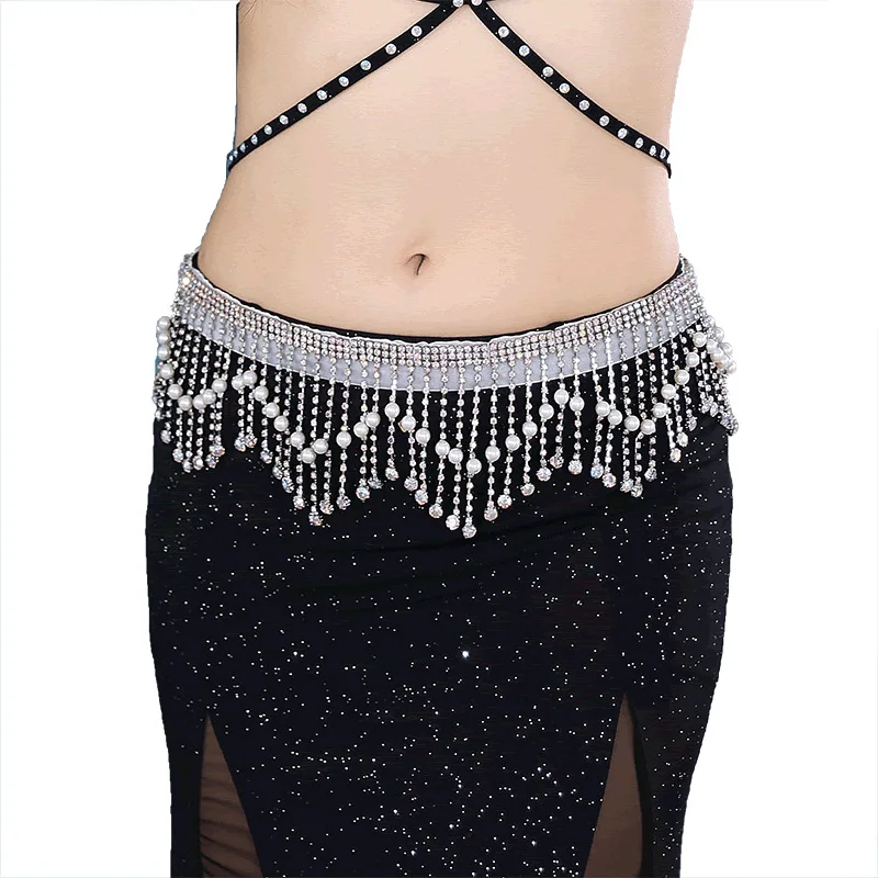 Oriental Dance Tassel Belly Dance Waist Chain Gemstone Super Flash Rhinestone Waist Ornament Dance Chain Accessories Women's