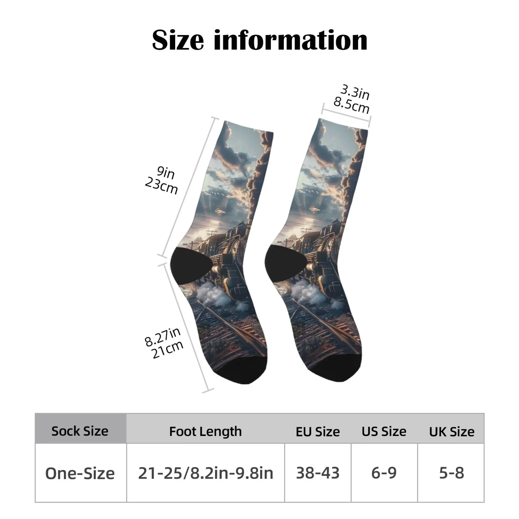 جوارب رجالية عصرية غير رسمية تصميم قطار ريترو مبتكر جوارب ضغط هاراجوكو ستريت هيب هوب لركوب الدراجات في الهواء الطلق والسفر