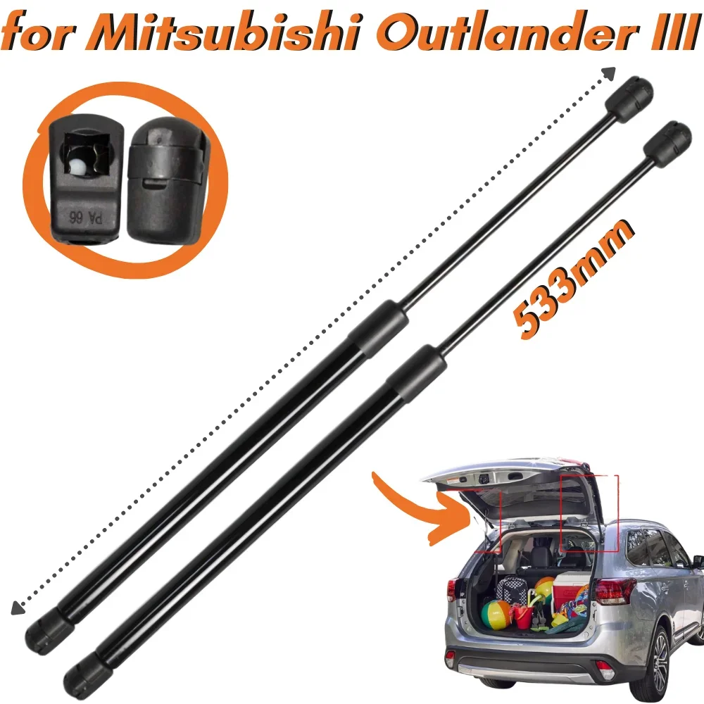 Qty(2) rozpórki bagażnika do Mitsubishi Outlander III (GF/GG/ZJ/ZK) SUV 2013-2020 533MM tylna klapa Boot Lid siłowniki Bar
