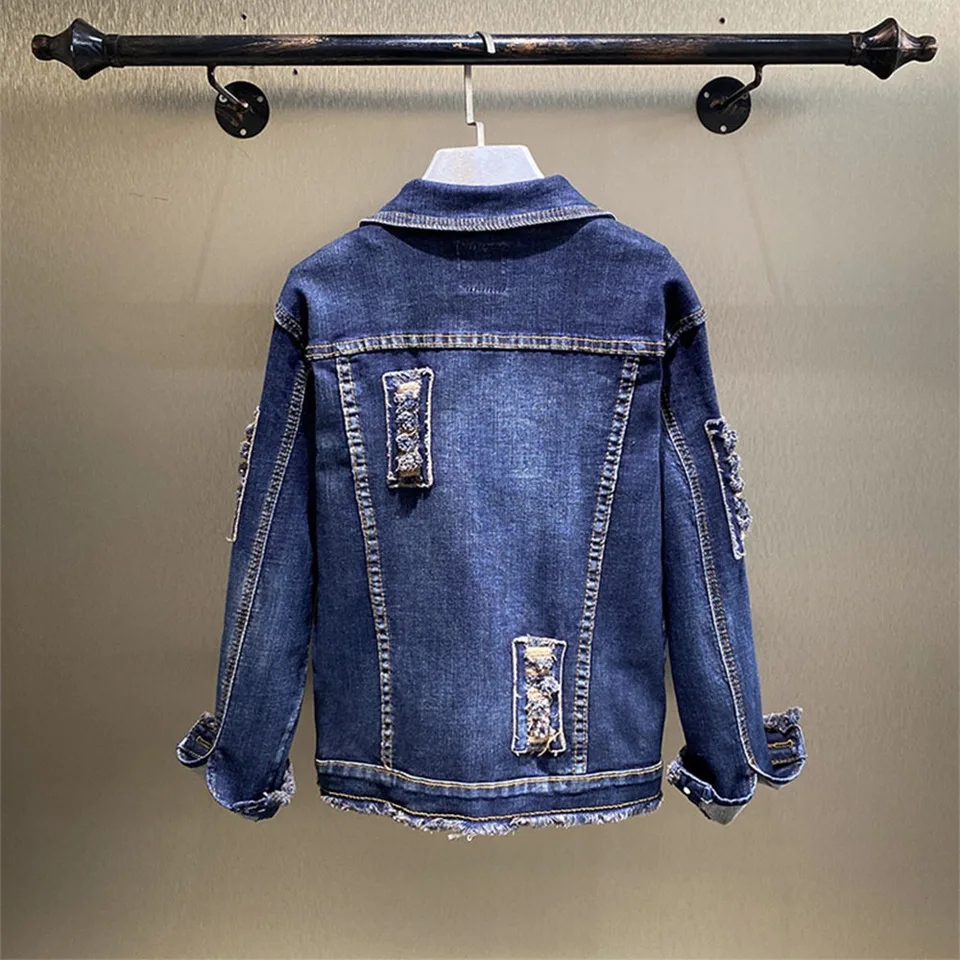【新品】rosymonster　work denim jacket 2022 Spring Autumn New Women's Embroidery Red Rose Short Denim