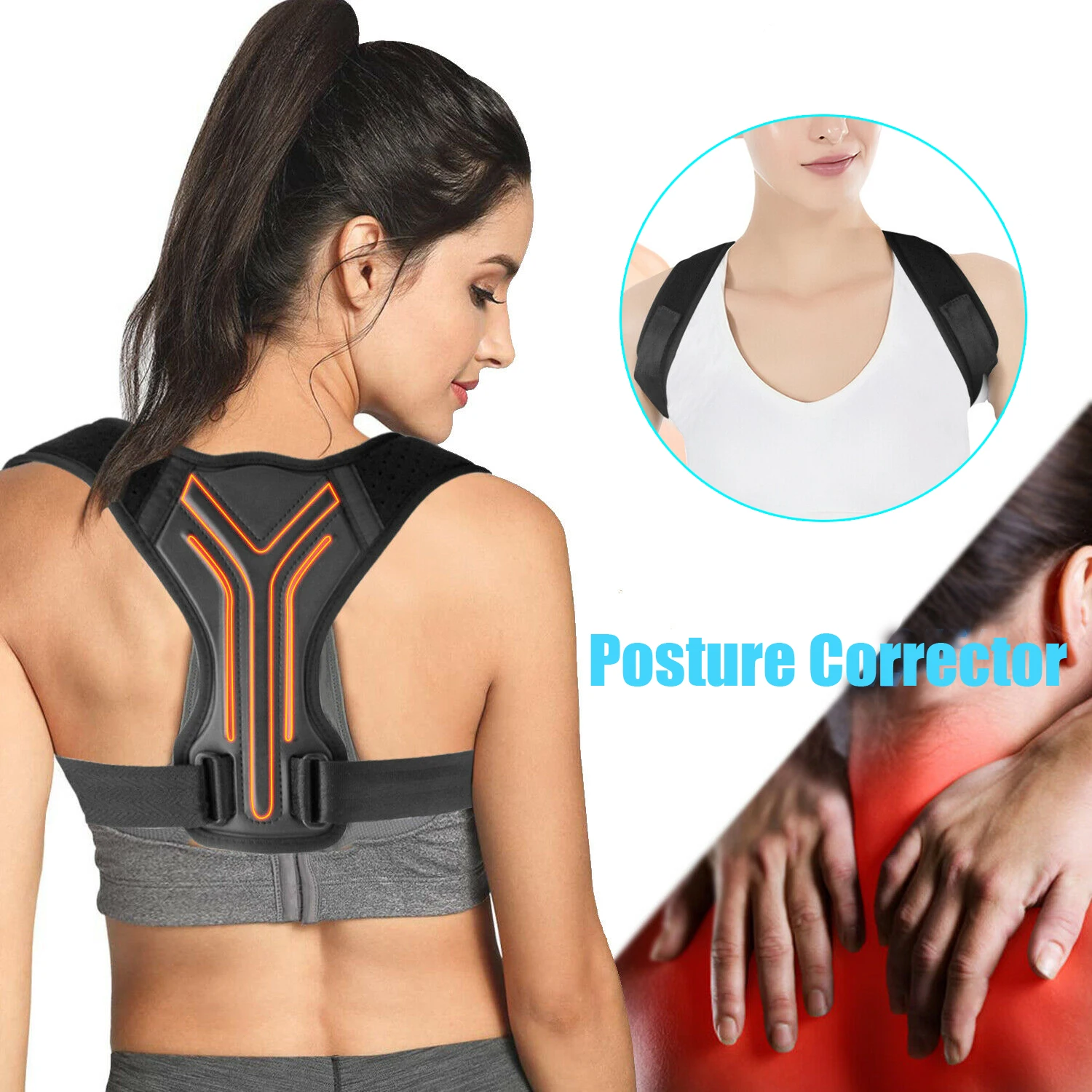

Adjustable Back Posture Corrector Clavicle Shoulder Spine Posture Correction Upper Back Support Brace Belt Women Men Children