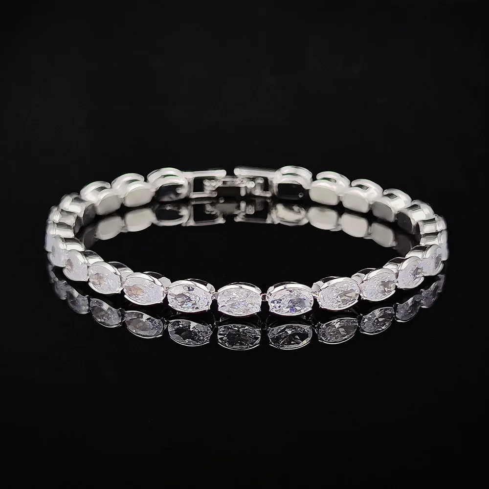 New Bracelet 17/18/19cm Marquise Oval Square Cut Luxury 925 Sterling Silver on Hand Tennis Bangle for Women Party Gift Jewelry view 5