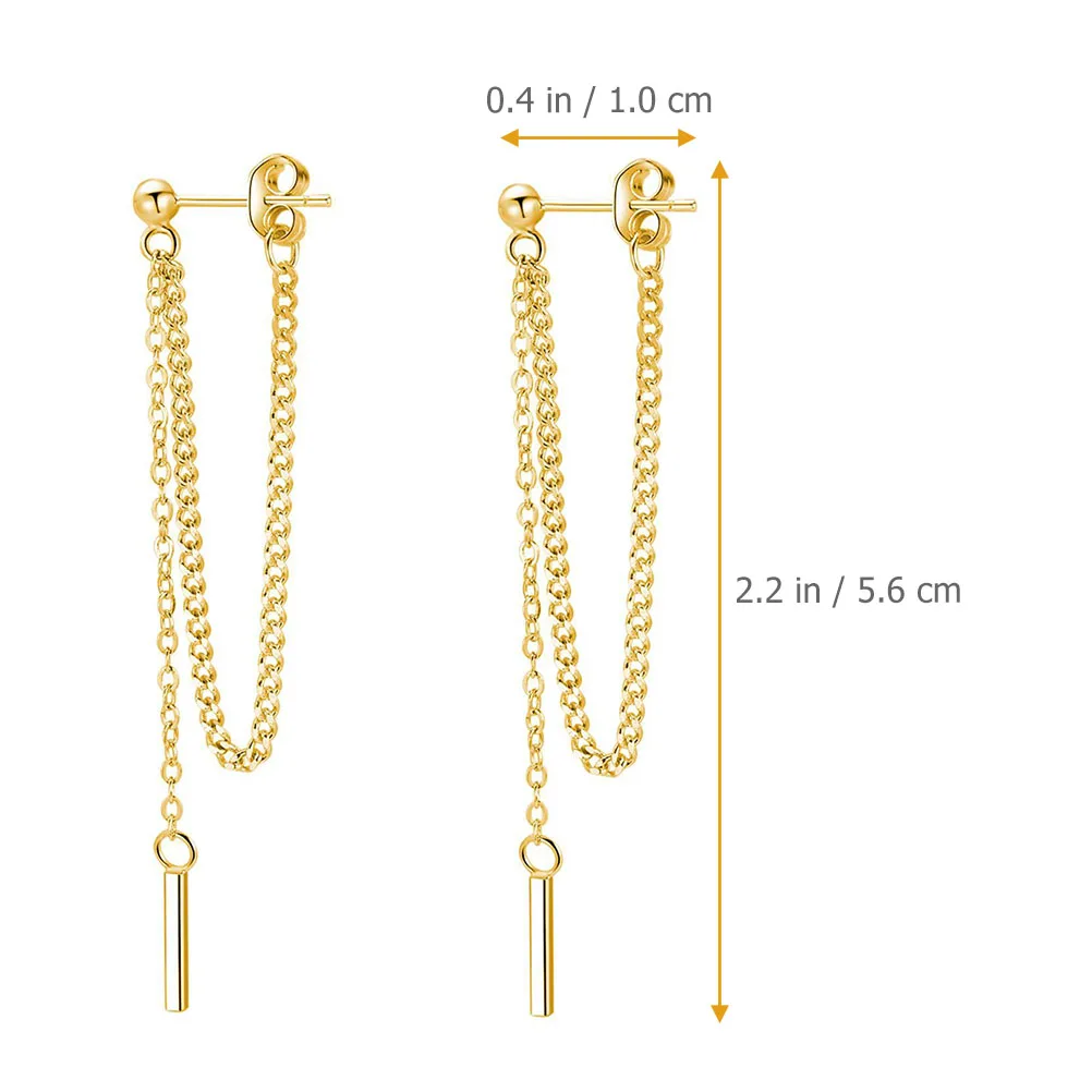 

Sterling Silver Earrings Light Bead Decoration Dangle Bar Pendant Line Tassel Chain for Women