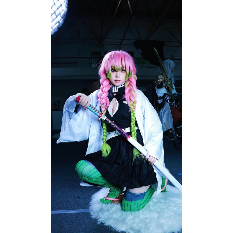 Anime Demon Slayer Kanroji Mitsuri Cosplay Costume Kimetsu No Yaiba Devil Hunter Haori Dress Wig Adult Kids Party Women Kimono