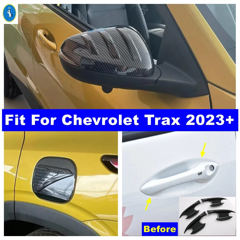 

Car Door Handle Bowl / Side View Wing Mirror / Oil Gas Tank Cap Cover Trim For Chevrolet Trax 2023 2024 Carbon Fiber Accessories