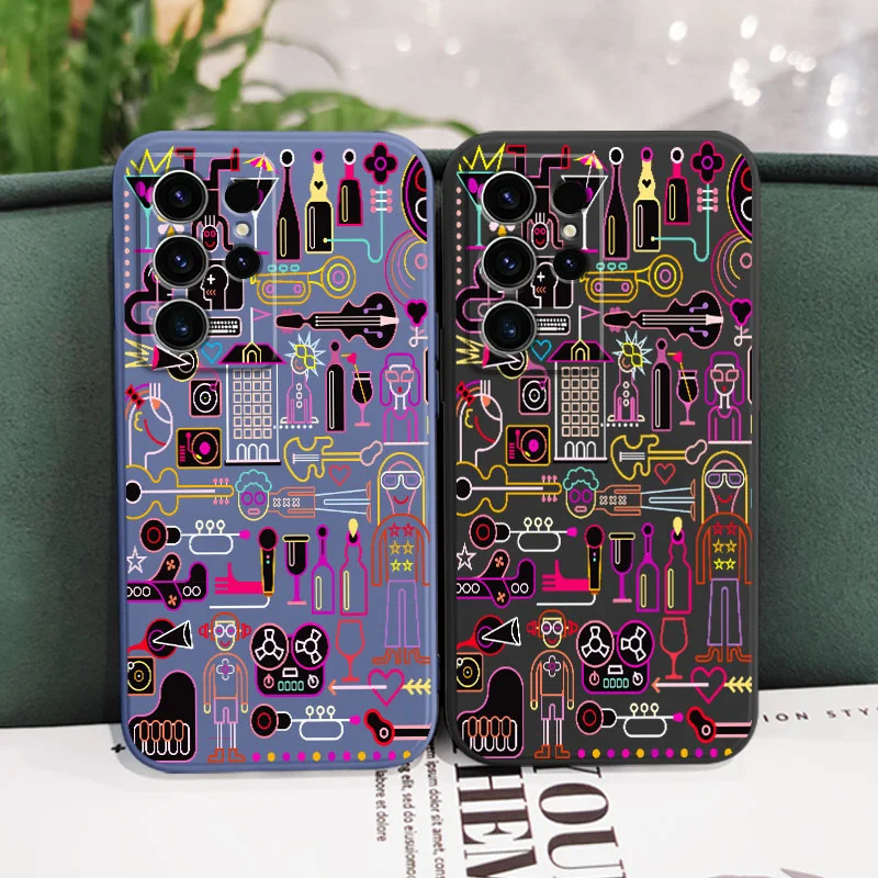 Neon Light Phone Case For Samsung Galaxy S25FE S24 S23 S22 S21 S20 S10 S10E Ultra Plus FE Note 20 Ultra 10 Plus Cover