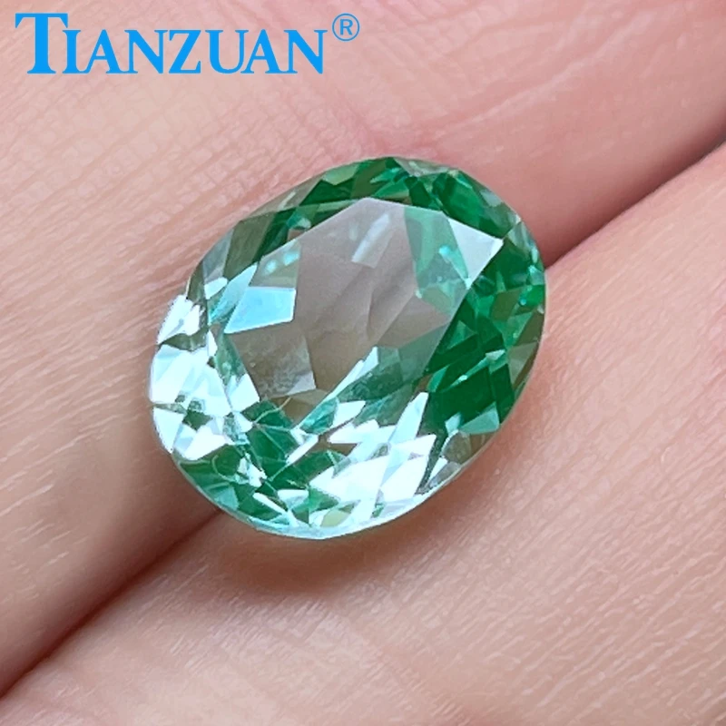 

Green Color Oval Shape 10x12mm 5.8ct Synthetic Spinel Gems Loose Beads For Jewelry Making DIY Gems Stones