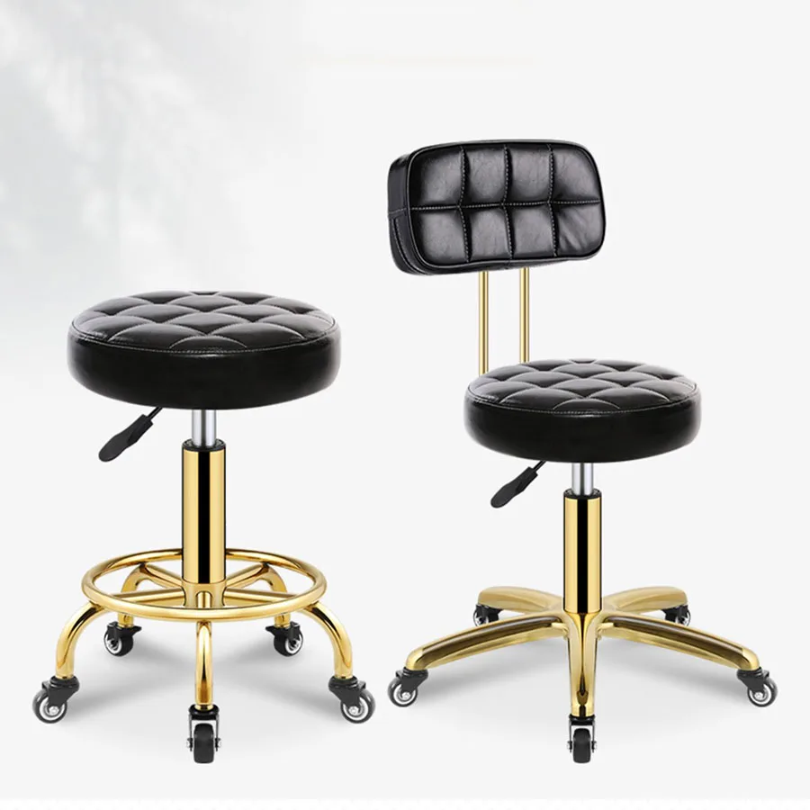 

Rolling Hairdressing Chair Multifinction Gold Makeup Artist Hairdressing Chair New Professional Salon Memory Foam Sedia Chairs