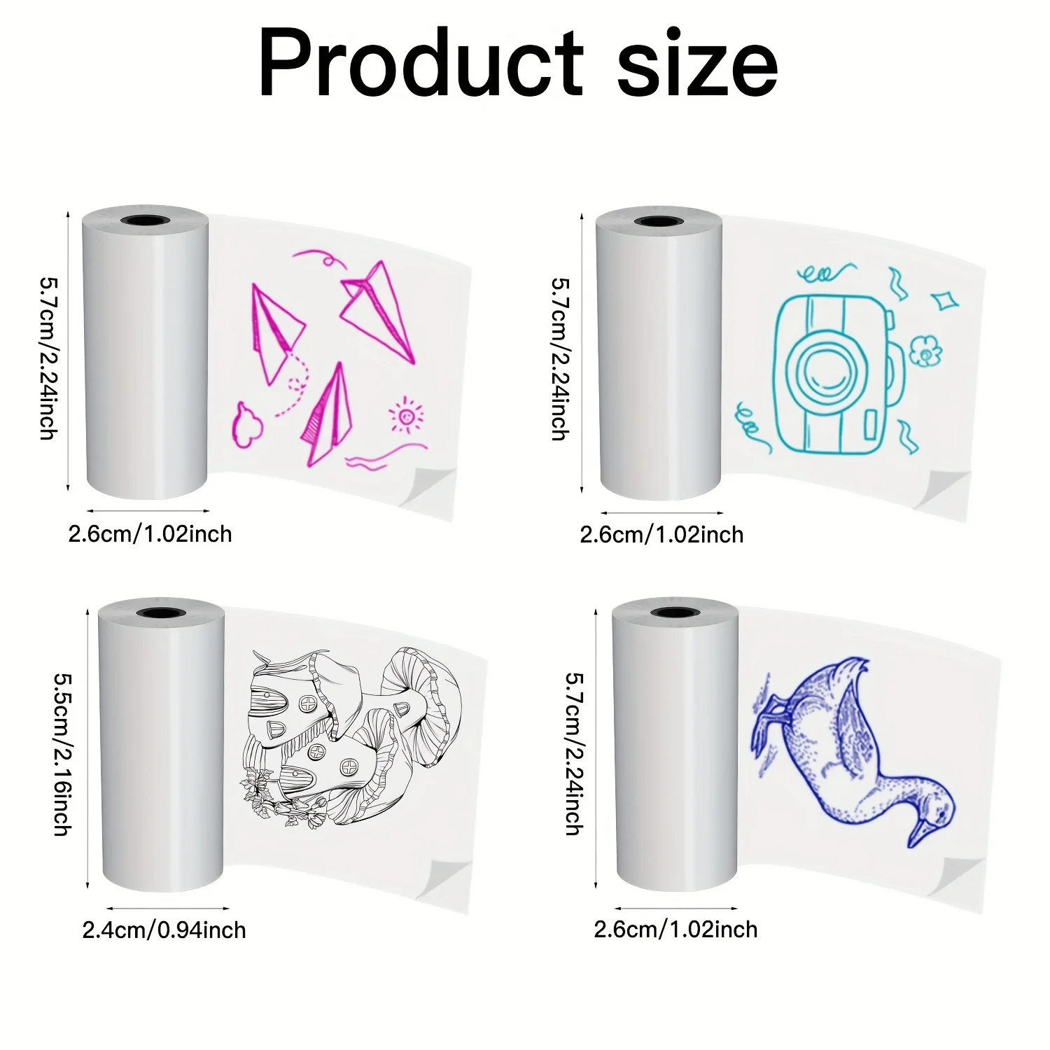 شفافة نابضة بالحياة للطابعة الحرارية القابلة للطباعة، مثالية للمجلات، تصميم محمول مع طابعة صغيرة بنمط ملون