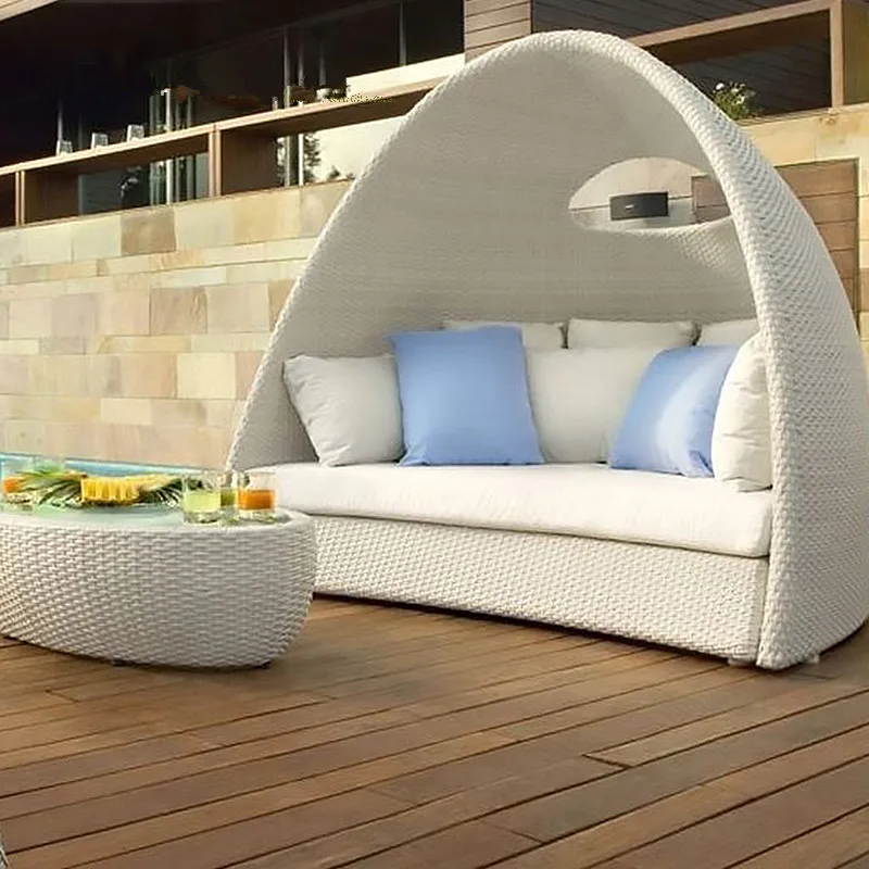 

Creative, rattan chair, coffee table three-piece set, bird's nest leisure sofa, balcony bed, outdoor furniture