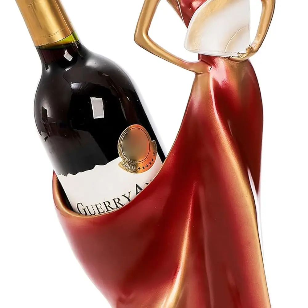 

Resin Statue Wine Rack - Red Beauty Lady Holder for Kitchen & Bar, 13.5 x 6.5 x 5.5