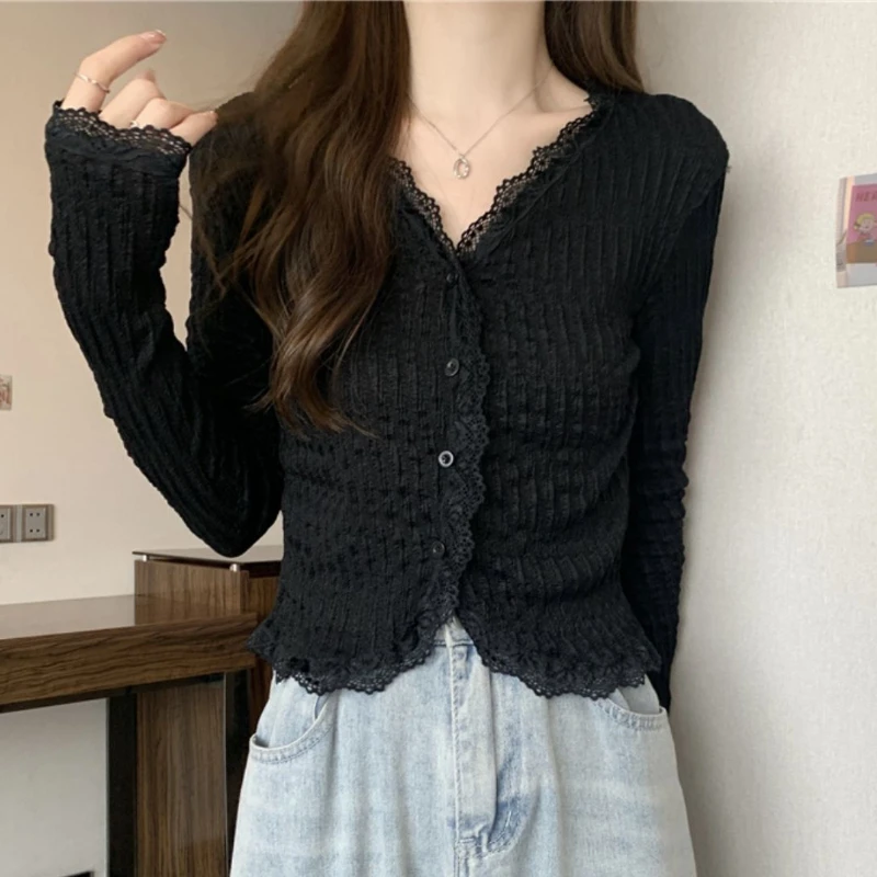 Cardigans Women Sweet Lace Summer Sun-proof Design Simple Ulzzang Tender Female Sexy All-match Aesthetic Slim Comfort Graceful