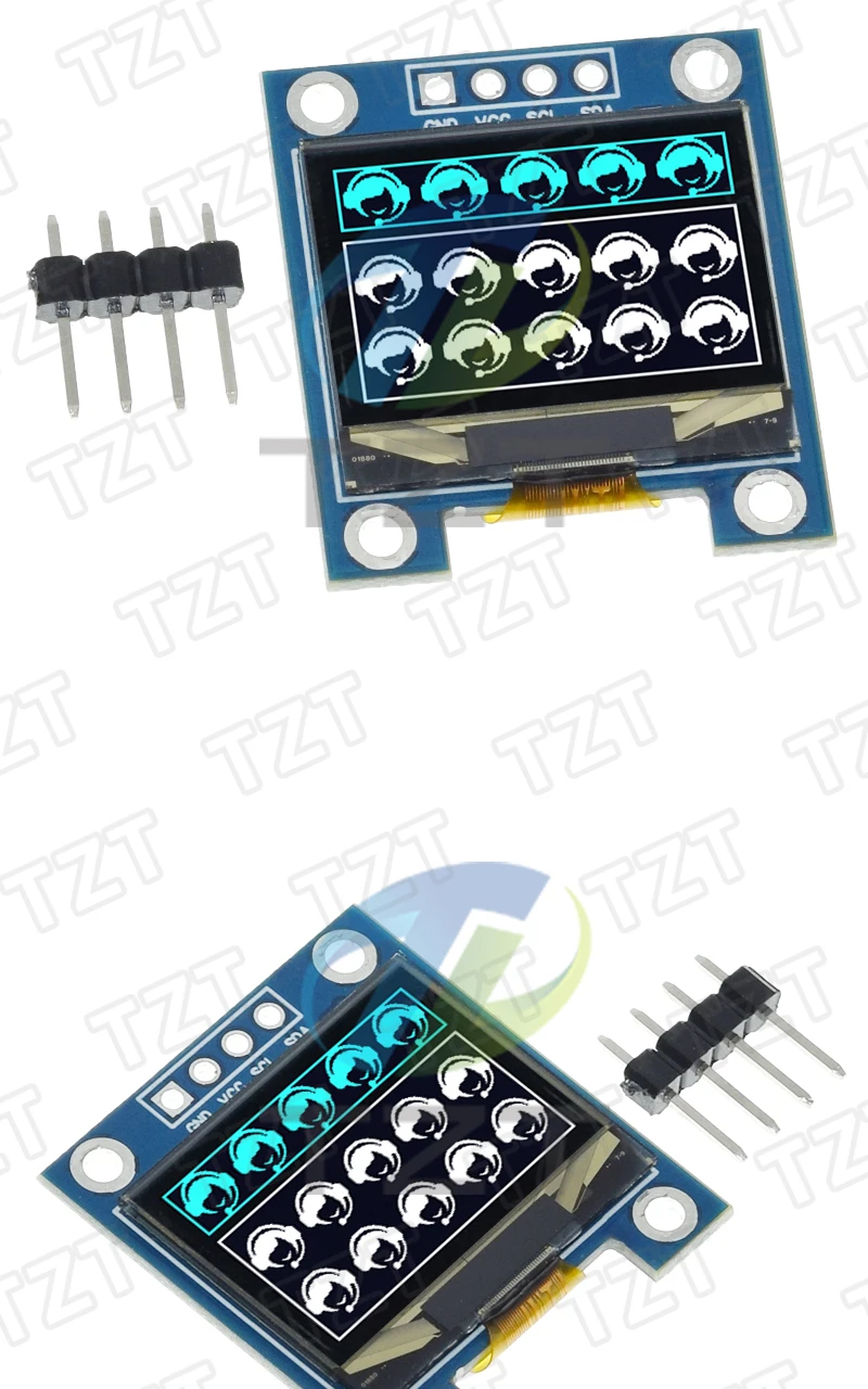 TZT 1/3 Stück 0,91 Zoll OLED-Modul Blau-Weiß OLED 96x64 OLED LCD LED Anzeigemodul 0,91" IIC Kommunikation – Detail 5