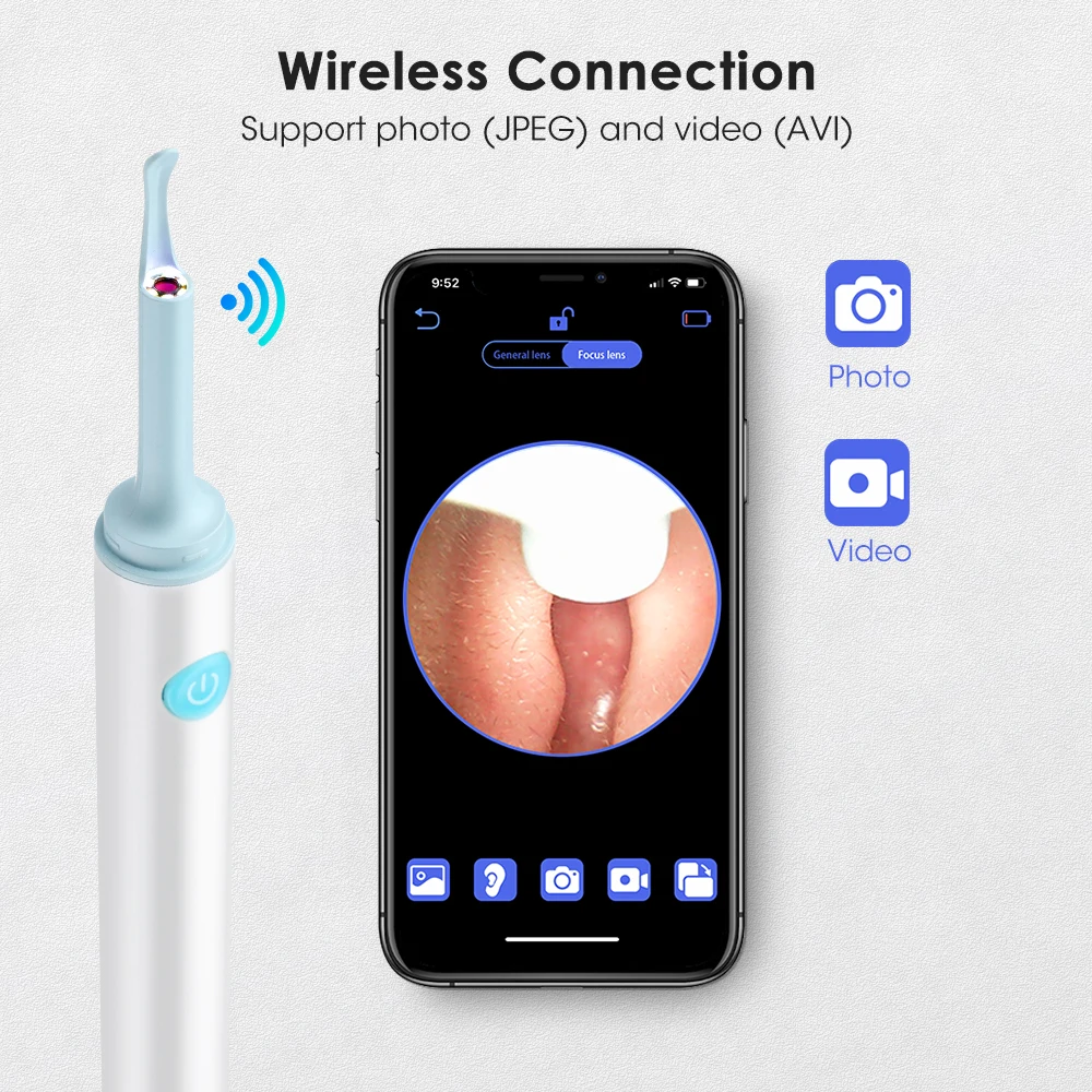 Smart Ear Cleaner with Camera WiFi Connect 6 LED Lights 4mm Mini Ear Wax Removal Tool With Camera Take Video HD Earpick