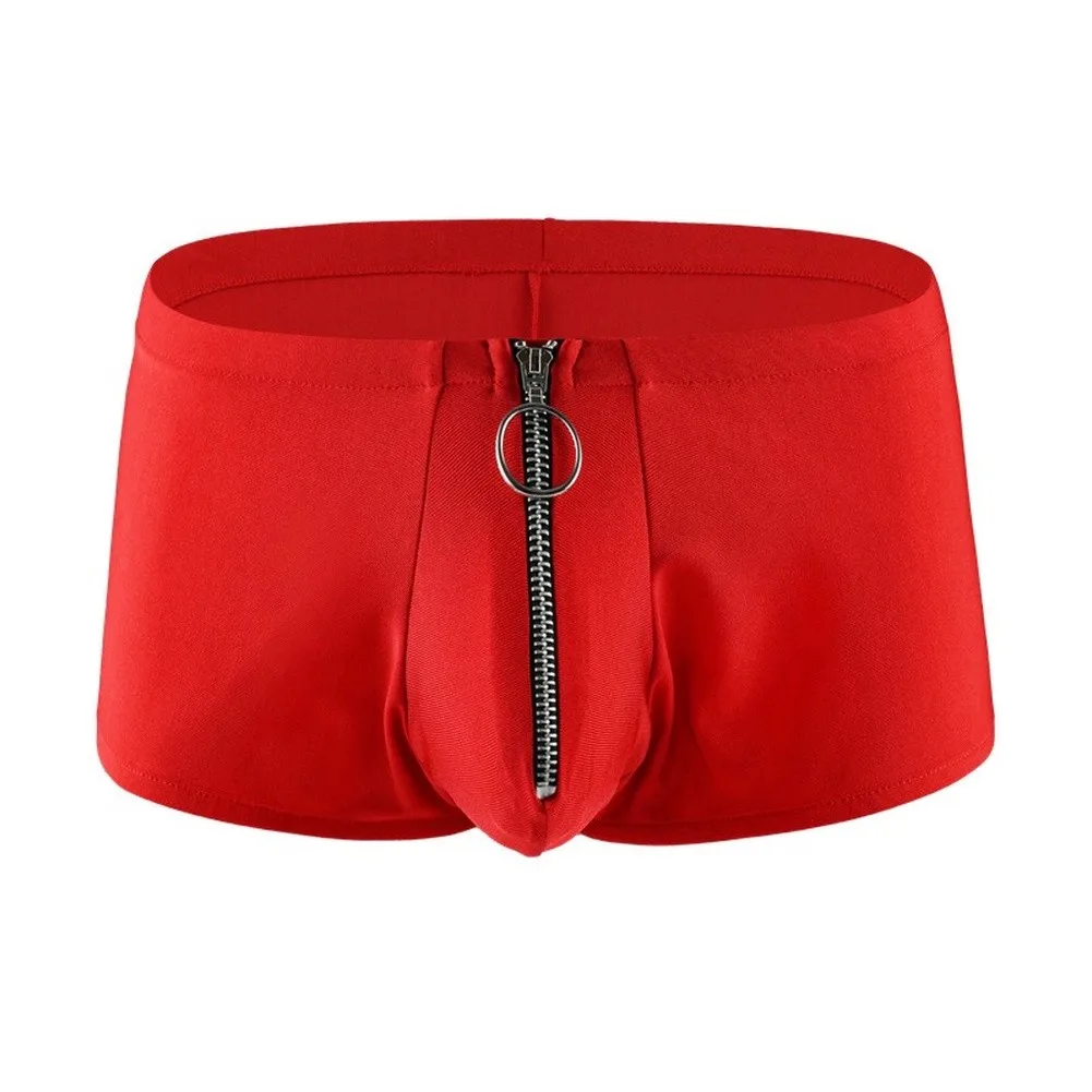 Men\'s Breathable Trunks with Low Waist and Front Zipper Opening Soft U Convex Pouch Support Stretch Fabric for Natural Fit