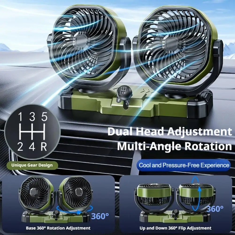 

Автомобильный электрический вентилятор с двумя головками, 24В, сверхдолговечный, с автоматическим вращением и ручным переключением скоростей