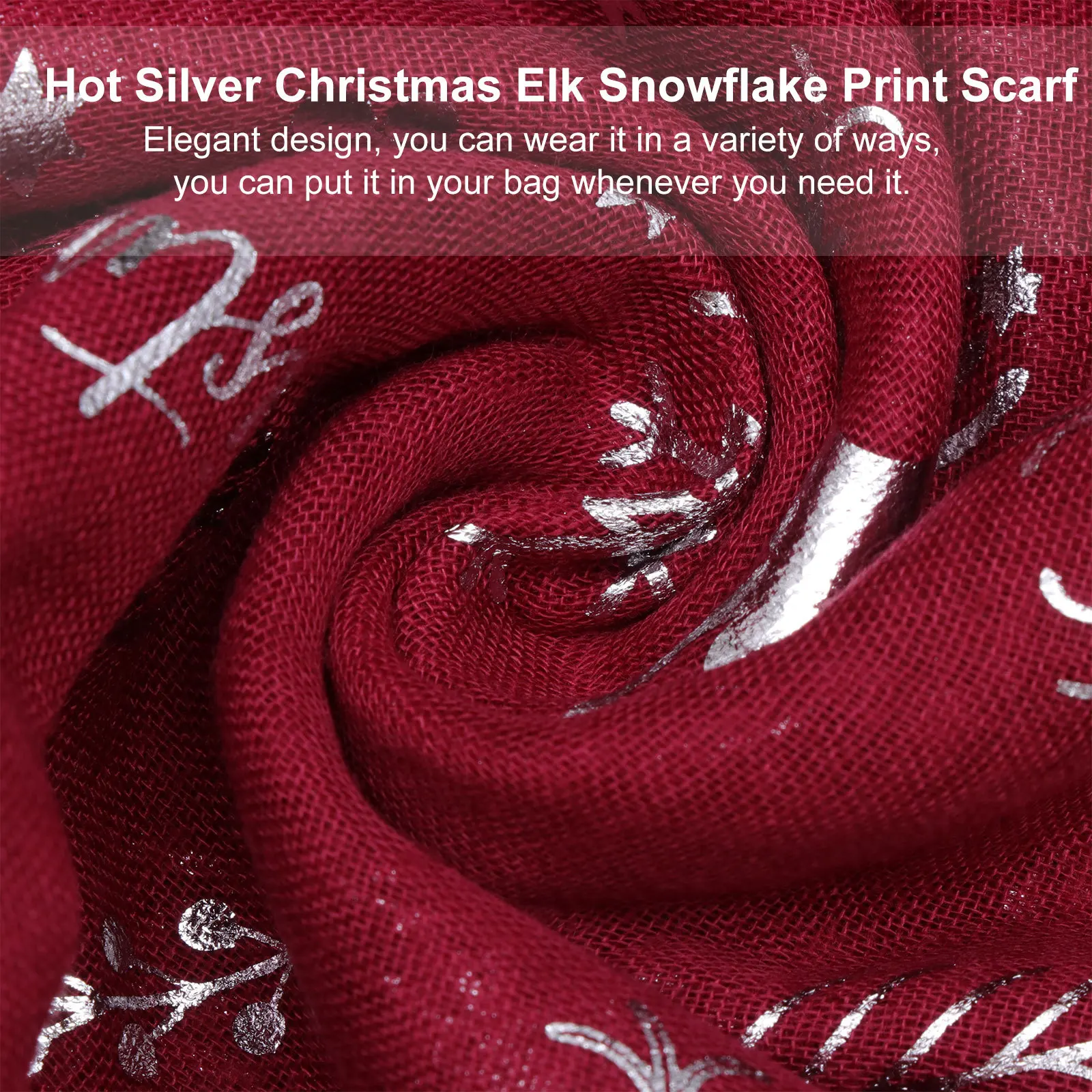 

1pc Snowflake Print Scarf Thin Lightweight Shawl For Women Versatile All Season Gift Christmas Decor Xmas Neckerchief