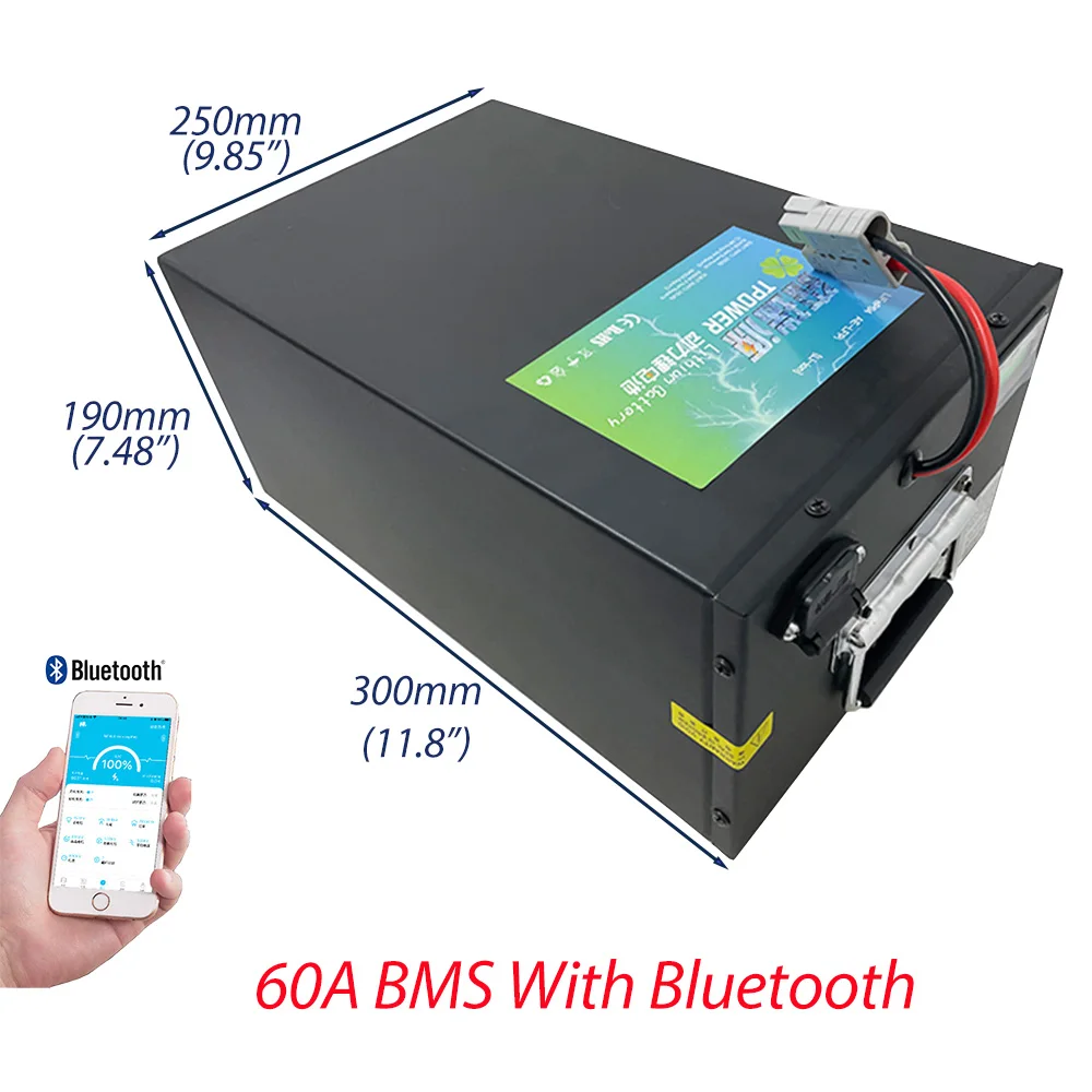 Paquete de batería Lifepo4 60V 40Ah con 60A BMS para motocicleta eléctrica 1800W 3000W Motor + carga 5A