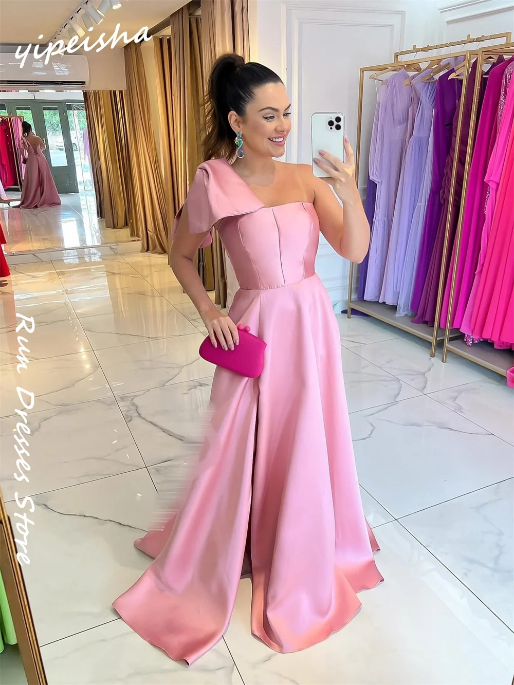 Customized Prom Dress Yipeisha One-shoulder A-line Quinceanera Dresses Bows sвечернее Платье Женское Ballkleider 공주드레스  Sexy Cas