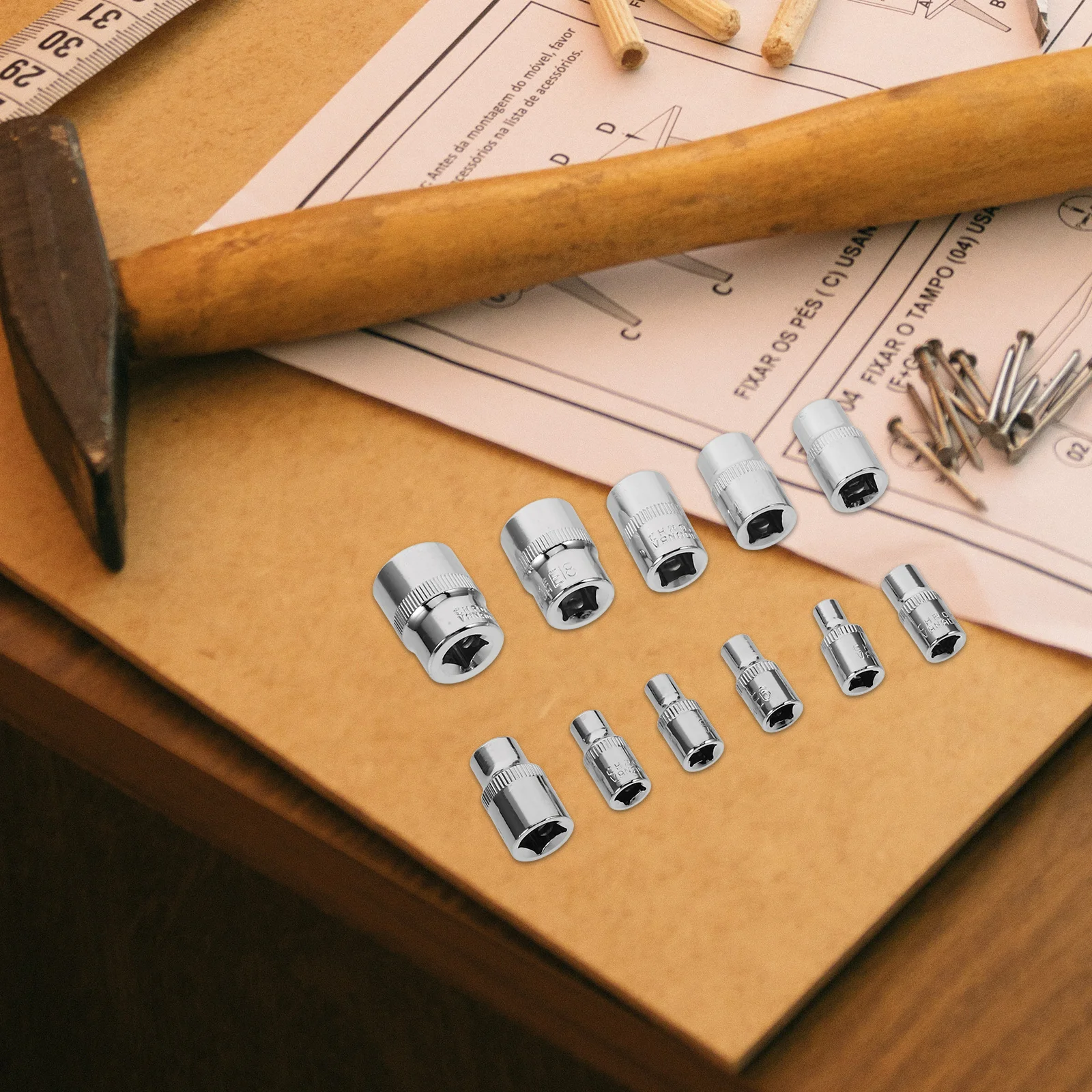 11 قطعة مقبس سداسية الفاناديوم الصلب كم طويل رئيس المقسى المضادة للانزلاق مقاومة للتآكل لآلة إصلاح السيارات كهربائي