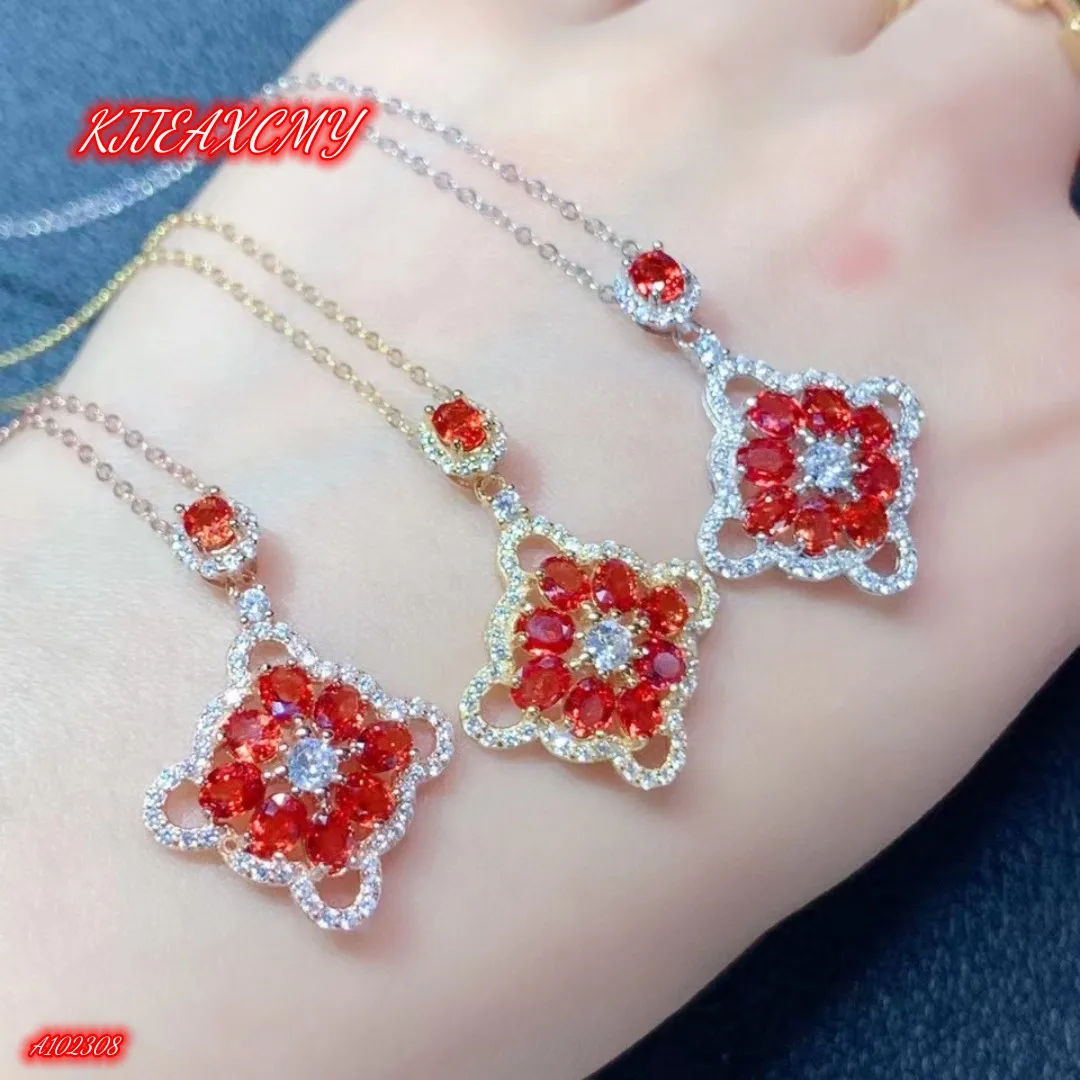 

KJJEAXCMY Brand Boutique Jewelry 925 Sterling Silver Natural Red Sapphire Women's Luxury Pendant+Necklace Anniversary, Gift