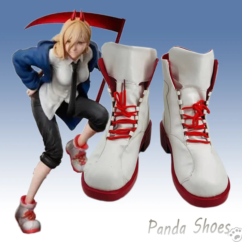 Chainsaw Man Cosplay Shoes, White Encounaker Boots, Comic Power Costume, Prop Shoes, Anime Cosplay, Halloween