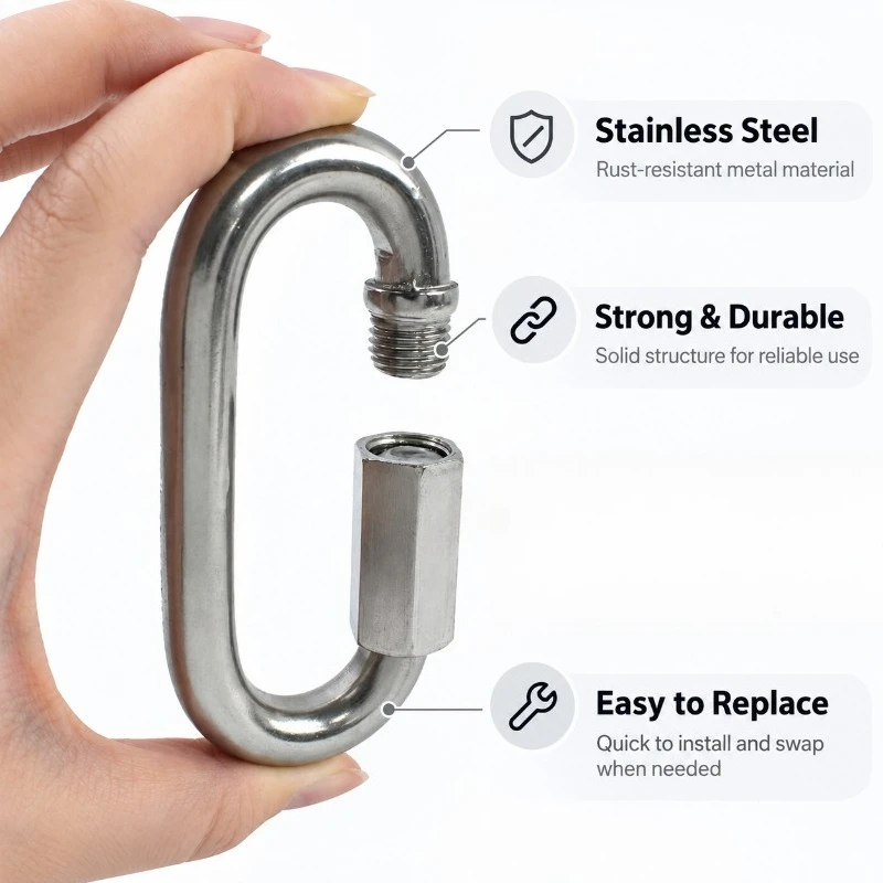 1/2Pcs 304 Stainless Steel Oval Screw Buckle M3-M12 Ring Lock Clasp Quick Connector Camping Rock Climbing DIY Hardware Accessory