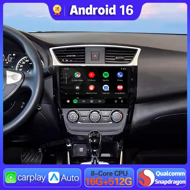 Android 16 Carplay Auto For Nissan Sylphy B17 Sentra 12 2012 - 2018 Car Radio GPS Navigation WIFI+4G 2Din Head Unit Video Stereo