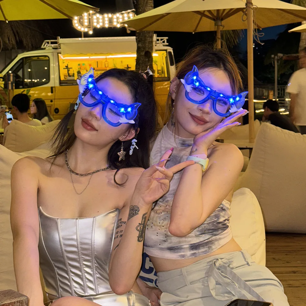 

30pcs Halloween LED glowing glasses shark funny cosplayled glasses dance Christmas party dress up props