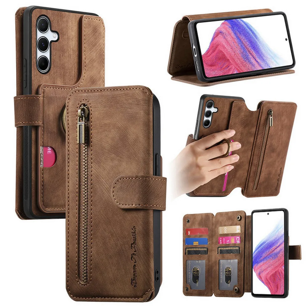 

A56 A 36 26 16 06 5G Zipper Wallet Leather RFID Case For Samsung Galaxy A07 A17 A06 A16 A26 A36 A56 A05S A15 A25 A35 A55 Cover