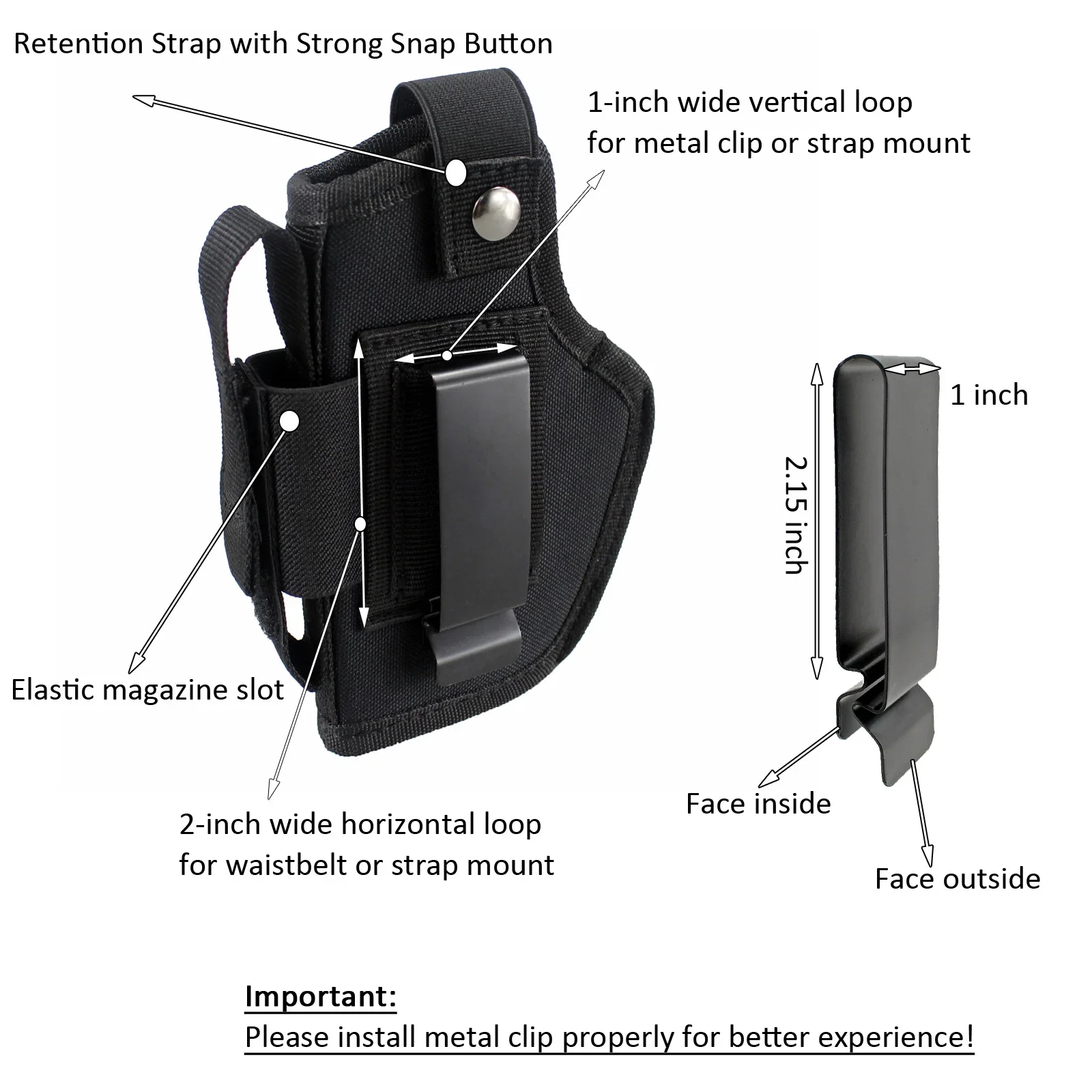 Tactical Pistol Hip Gun Holster with Extra Mag Pouch S & W M&P Shield 40,45,9mm SMITH & WESSON M&P 40 Compact Right/left Hand