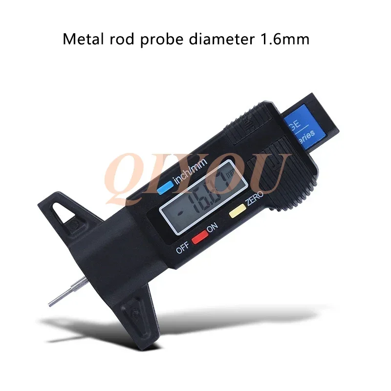 LCD Digital Car Tyre Tread Depth Gauge Caliper Wear Measurement Tool Fraction Display and MM Conversion with Detection Inch B5D5