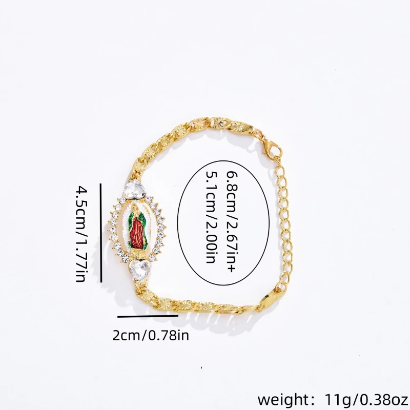 1 قطعة القلب الزركون مطلية بالذهب مريم العذراء MaMa سانت جود سانت يهوذا المرأة موضة سوار ديني هدية عيد ميلاد للرجال والنساء