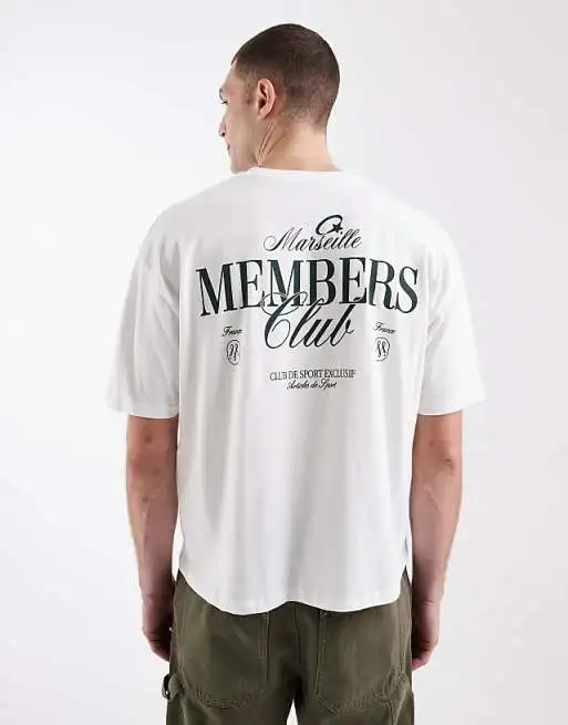 Boxy Oversized T-shirt with Text Graphic in White High-end Luxury Unisex Style Both of Men and Women