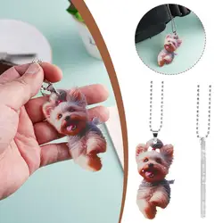 Auto Yorkshire Terrier Dog Acrylic Pendant Versatile Charm Cute Puppy Keychain Car Mirrors Backpacks Home, Festive Party Decor
