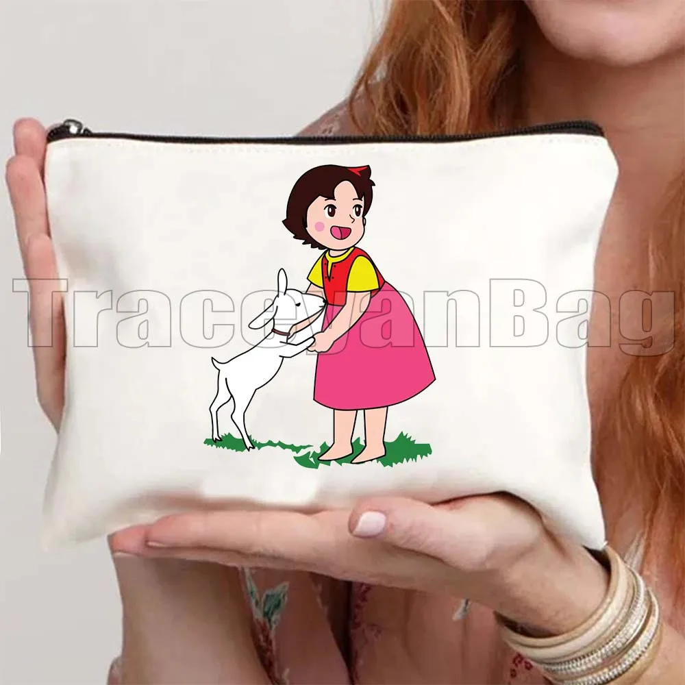 لطيف هايدي مروحة هدية أنيمي الكرتون فتاة الرجعية فيلم فيلم دعونا العودة إلى الطبيعة قماش مستحضرات التجميل ماكياج المرحاض حقيبة مقلمة الحقيبة #4