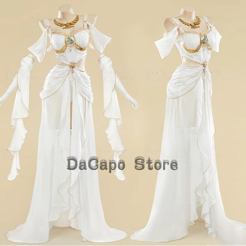 

Белое длинное платье богини, наряд для косплея священницы, танцовщица, косплей, женская одежда, Греция, классическая мифологическая ролевая игра на Хэллоуин