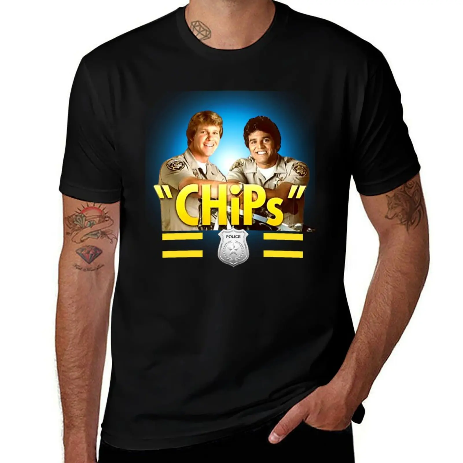

tv series chips T-Shirt printed t shirts for man graphic t shirts for man men t shirt cotton 100% T-Shirt