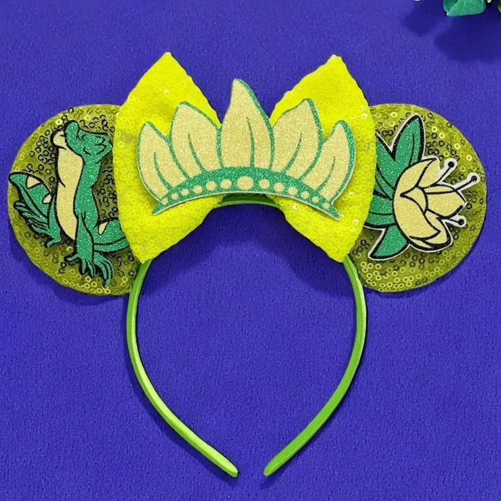 Disney Tiana Ear Headbands for Kids Girls The Princess and the Frog Mickey Mouse Naveen Hairbands Women Adults Hair Accessories