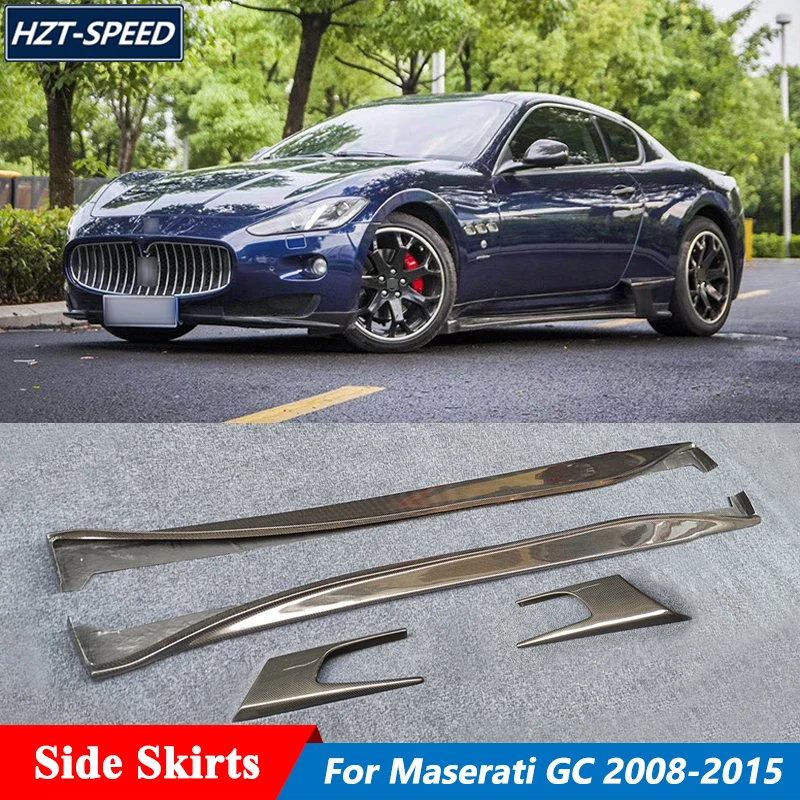 DC Style Carbon Fiber Side Skirts Extensions Lip For Maserati Grancabrio 2008-2015 Tuning